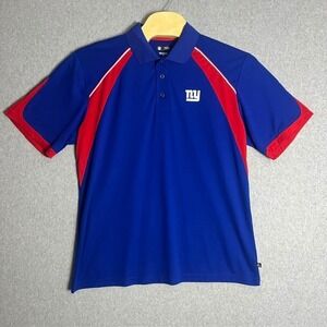NFL Team Apparel NY Giants Men's Blue‎ Polo Shirt Athletic Fit Football Size XL